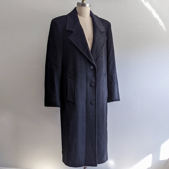 Ashley Scott Black Lined Long Wool Classic Winter Coat - Picture 1 of 9